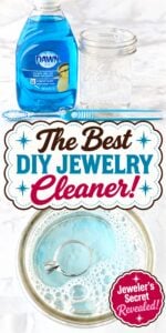 White gold diamond ring soaking in DIY Jewelry Cleaner solution.