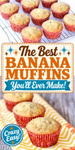 Moist banana bread muffins on napkin.