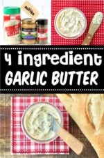 Garlic butter in small mason jar with knife.