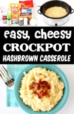 Cheesy hash brown casserole in crockpot.