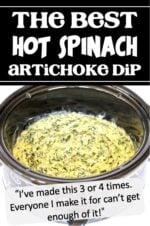 Hot spinach artichoke dip in crockpot.