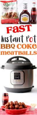 Barbecue meatballs in red dish with toothpicks to the side.