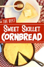 Cornbread in cast iron skillet.