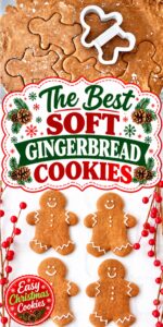 Gingerbread man cookies decorated with white royal icing.